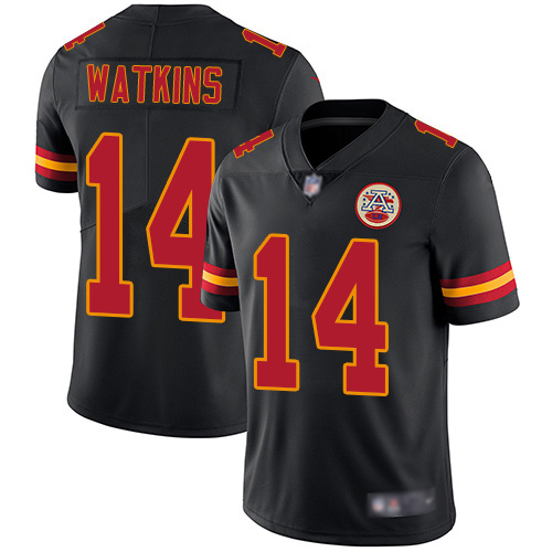 Men Kansas City Chiefs 14 Watkins Sammy Limited Black Rush Vapor Untouchable Football Nike NFL Jersey